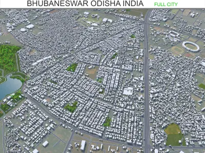 Bhubaneswar Odisha India 20km Low-poly 3D model