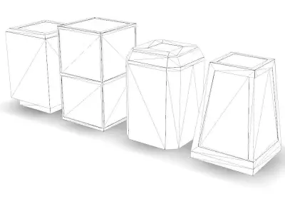Trash Bins Low-poly 3D model get