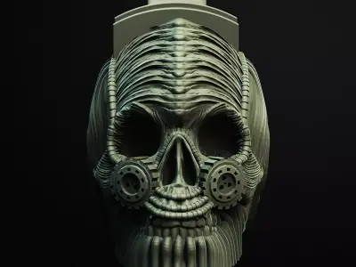SciFi Skull Desk Skull Headphone and Controller Holder 3D print model