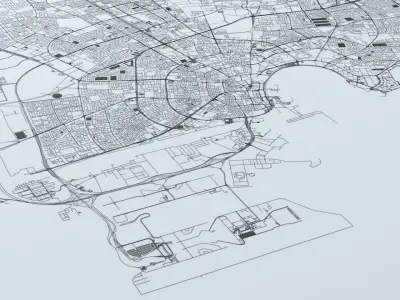 Doha Road Network and Streets 3D model