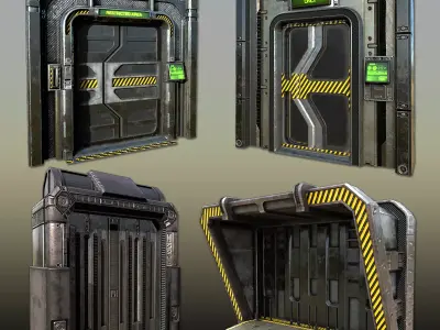 PBR Scif-fi Doorways  Low-poly 3D model