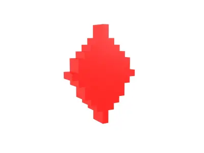 Voxel Poker Card Diamonds v1 001 Low-poly 3D model