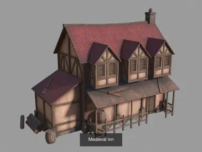 Inn collection house with roof 3D Model Pack