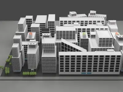 Bloks Street City Center Low-poly 3D model