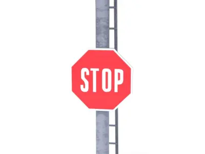 Rail Crossing Traffic Light Weathered 5 3D model