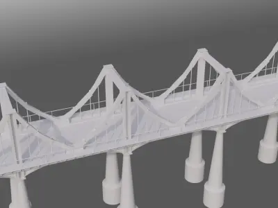 Suspension Bridge Low-poly 3D model