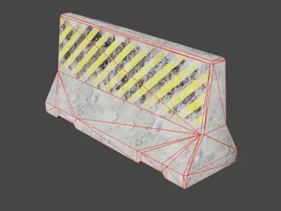 Concrete bariers Low-poly 3D model