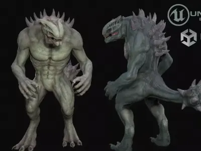 Large alien monster Low-poly 3D model