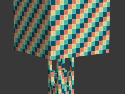 Square Pair of table Lamp by LA Studio  3D model