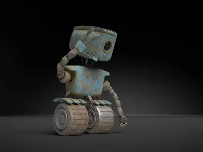 Robot rusty Low-poly 3D model