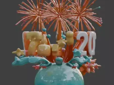 Festive 2026 New Year Celebration 3D Sculpture Low-poly 3D model