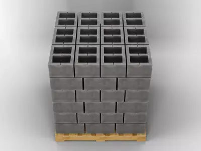 Wooden Pallet with Bricks 2 3D model