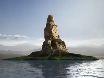 Cliffs islands Mountains rock walls nature Moss rocks 3D model
