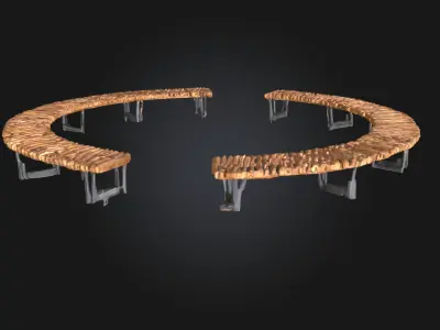 Circular Bench with Gap  Modern Urban Seating Element 3D model