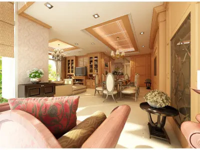 Light brown living 3D model