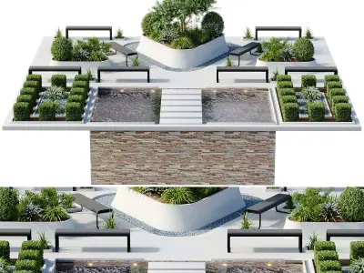 Outdoor Plants - 2 town Square 3D model