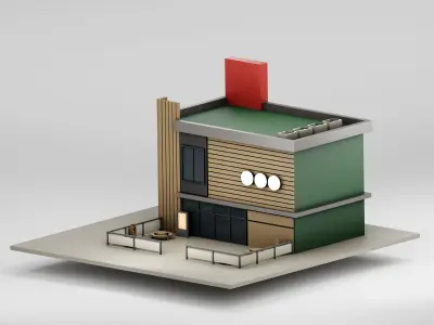 Fast Food Restaurant Low-poly 3D model
