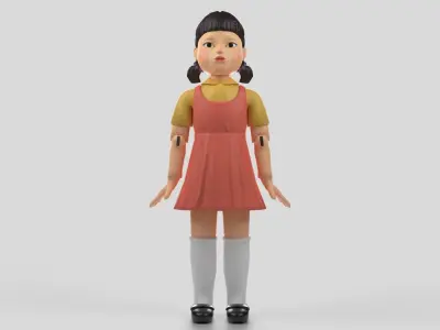 Squid Game Doll - rigged 3D model Low-poly 3D model