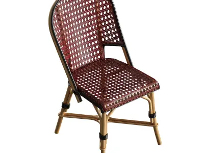 Garden Wooden Wicker Rattan Chair 3D model