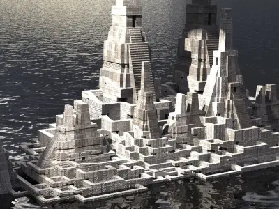 Aztec Ritual Mazes With Pyramid 3 3D model