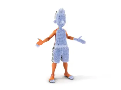 Animated Youth Character Model with Plaid Shorts  Fully Rigge... Low-poly 3D model