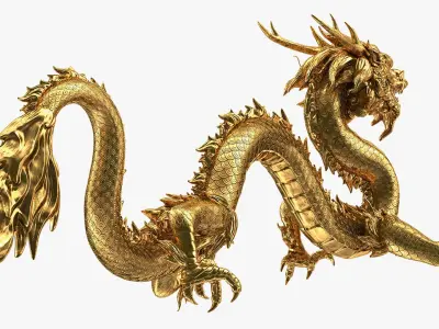  Golden Chinese Dragon 3D Model 