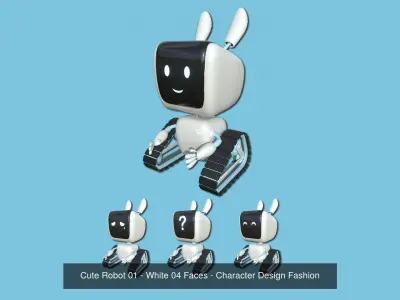 06 Cute Robots Collection B - Character SciFi Design 3D Model Pack