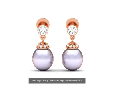 55 Pearl High Jewelry Diamond Earrings 3dm renders details 3D Model Pack