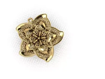 pendant27 gold flower pendant 3D print model