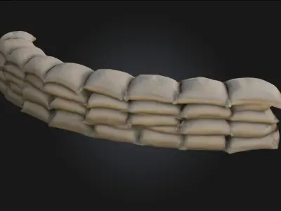 Sandbag Fortification Defensive Barrier Mode 3D model