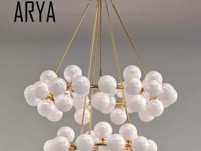 Arya 70 Light Satin Gold Chandelier 3D model