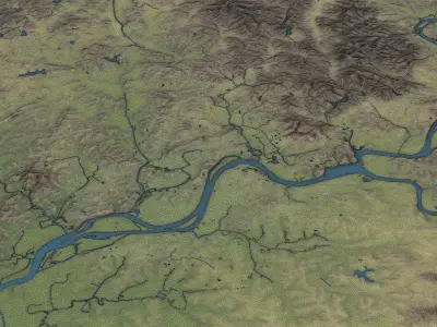Pyongyang - Topography Terrain Low-poly 3D model