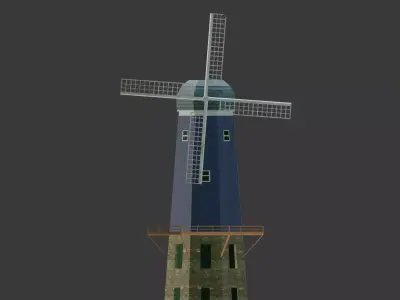 windmill Low-poly 3D model 3