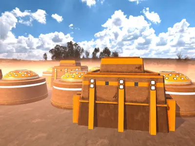 SciFi Desert Building 3 Low-poly 3D model