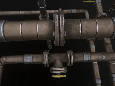 Modular lowpoly pipes pack Low-poly 3D model