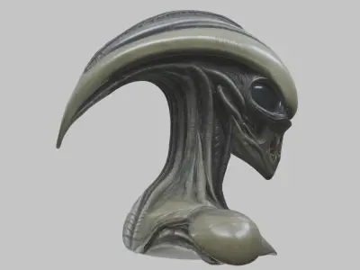 Alien Xenomorph Head Bust 3 texture Version Low-poly 3D model