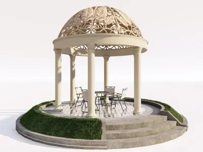 Classical Stone Gazebo  Low-poly 3D model