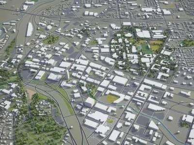 Akron - Ohio  Low-poly 3D model