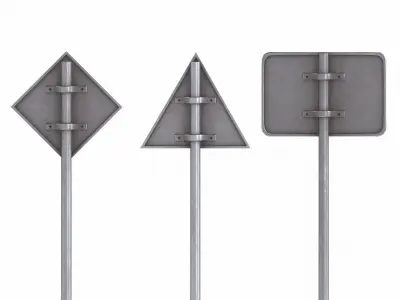 Set of road signs Free low-poly 3D model