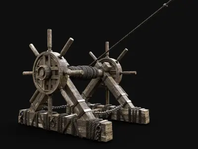 ROPE WINCH WINDLASS TURNSTILE HOIST LIFT ELEVATOR RISER Low-poly 3D model