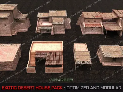 Middle Eastern Desert House Pack Low-poly 3D model