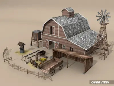 Farm Assets Low-poly 3D model