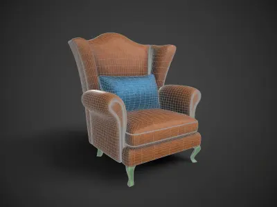 Wingback Chairs 013 Low-poly 3D model