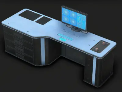 Sci Fi Lab Table Low Poly Low-poly 3D model