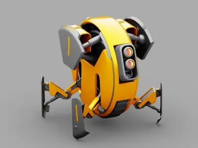 Utility robot rigged- animated character 3D model