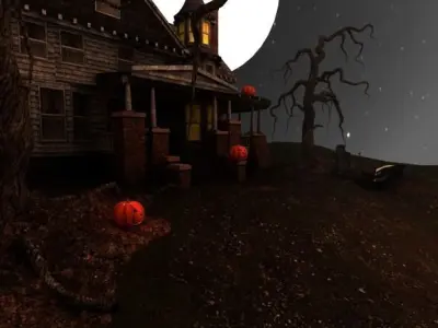 Halloween old house with porch 3D model