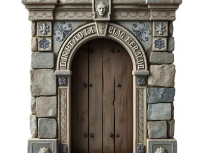 Gothic Stone Archway Door Model Pack Low-poly 3D model