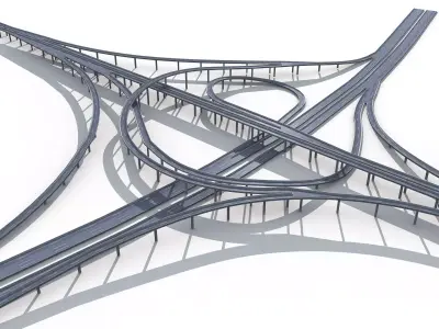 Highway Road Viaduct Flyover-07 3D model