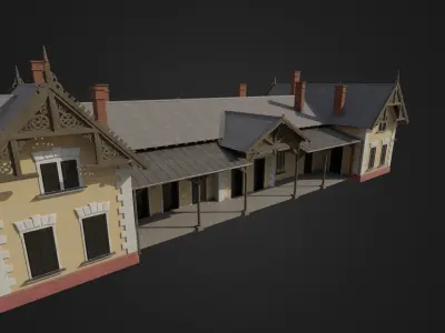 Old Hungarian Train Station Low-poly 3D model