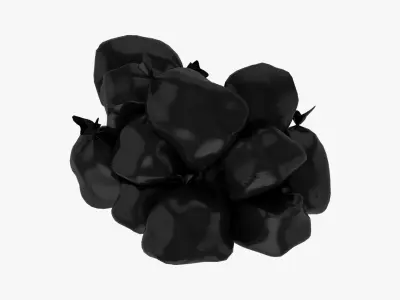 Tied Closed Black Plastic Trash Rubbish Garbage Bags 3D model